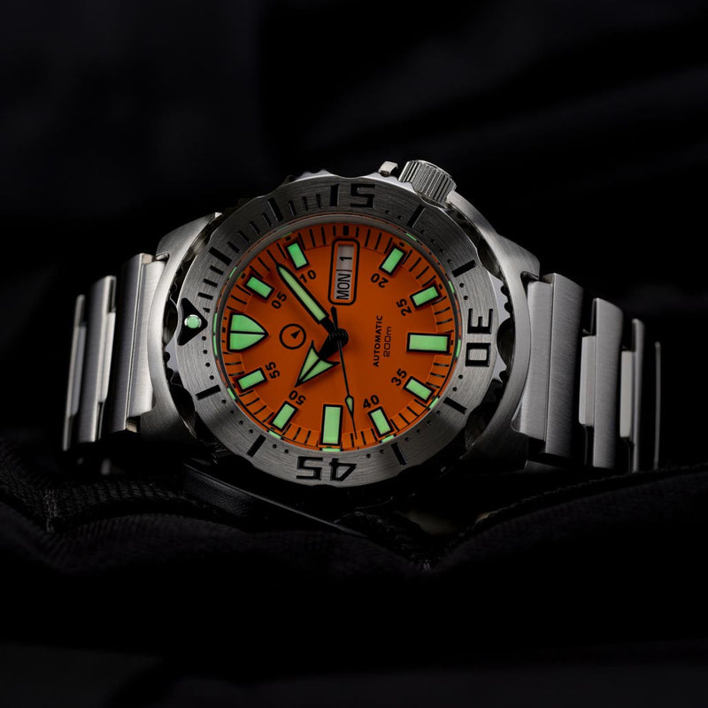 Islander Orange Dial Automatic Dive Watch with AR Double Dome Sapphire Crystal, and 120-click Bezel #ISL-94