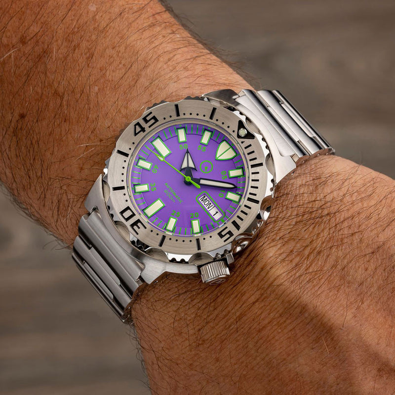 Islander Purple Dial Automatic Dive Watch with AR Double Dome Sapphire Crystal, and 120-click Bezel #ISL-95