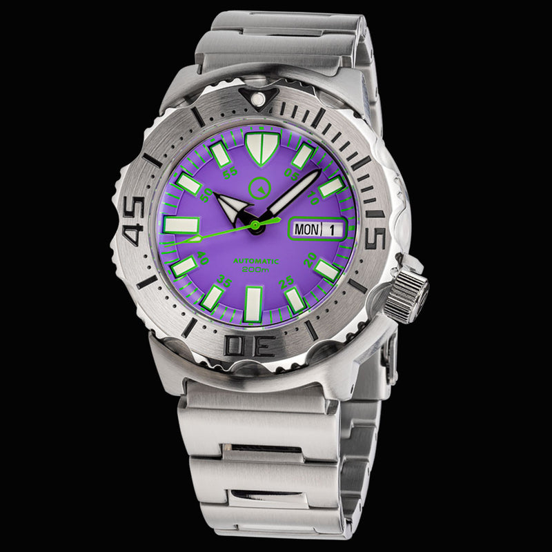 Islander Purple Dial Automatic Dive Watch with AR Double Dome Sapphire Crystal, and 120-click Bezel #ISL-95