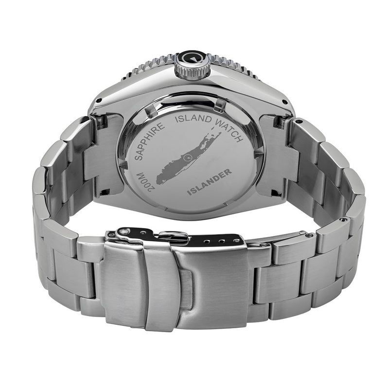 Islander Black Waffle Dial Automatic Dive Watch with Flat AR Sapphire Crystal, Luminous Ceramic Bezel Insert #ISL-88
