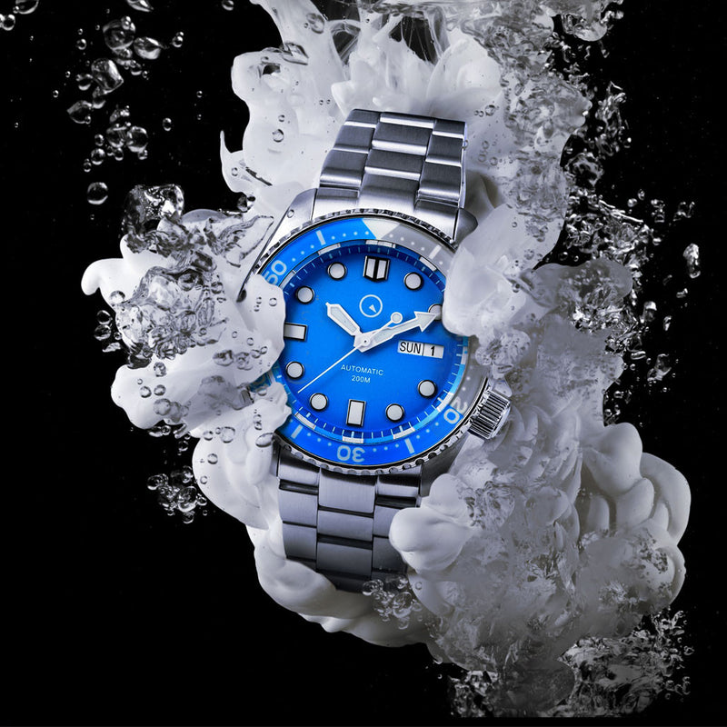 Islander Automatic Dive Watch with Solid-Link Bracelet, AR Sapphire Crystal, and Luminous Sapphire Bezel Insert #ISL-09