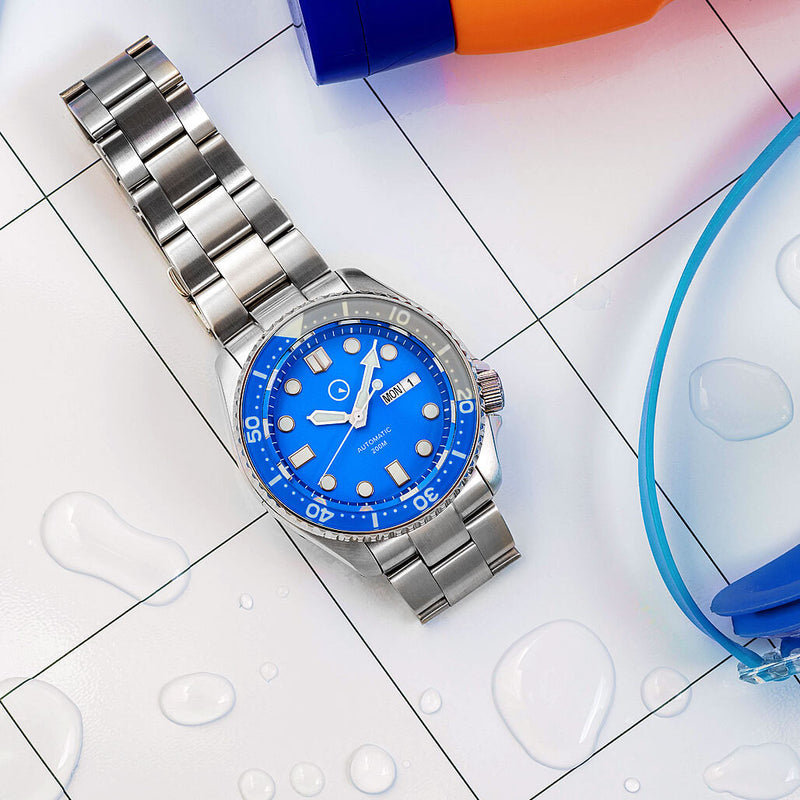 Islander Automatic Dive Watch with Solid-Link Bracelet, AR Sapphire Crystal, and Luminous Sapphire Bezel Insert #ISL-09