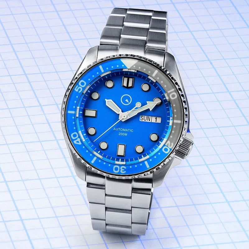 Islander Automatic Dive Watch with Solid-Link Bracelet, AR Sapphire Crystal, and Luminous Sapphire Bezel Insert #ISL-09