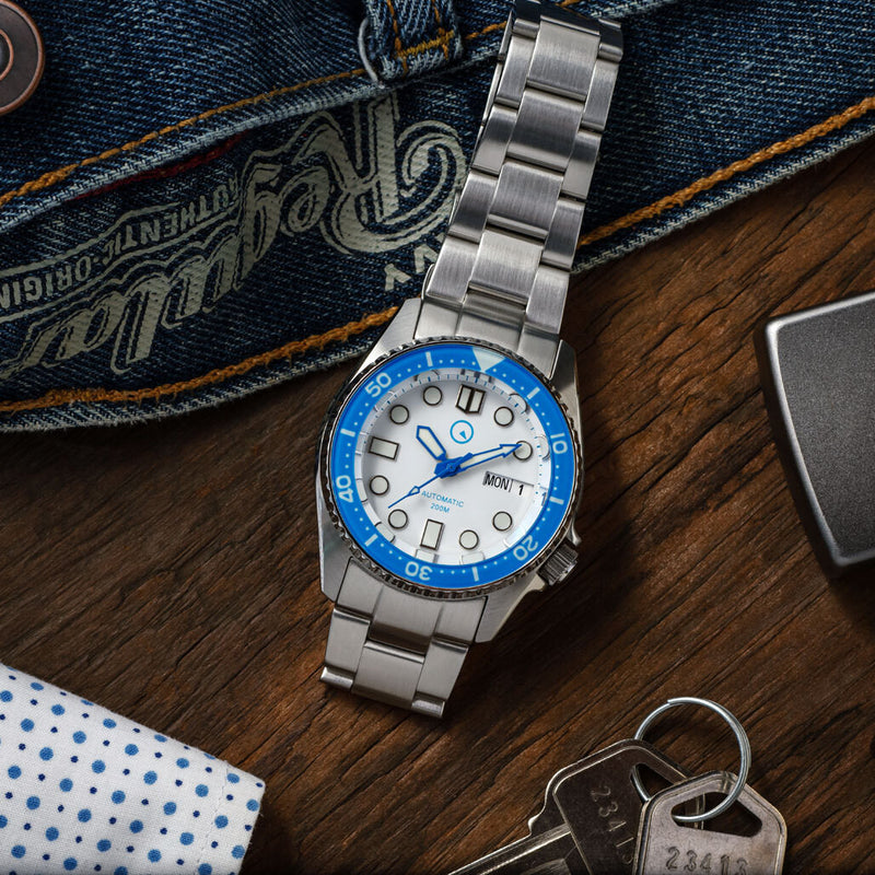 Islander 38mm Automatic Dive Watch with Solid-Link Bracelet, AR Sapphire Crystal, and Luminous Sapphire Bezel Insert #ISL-25