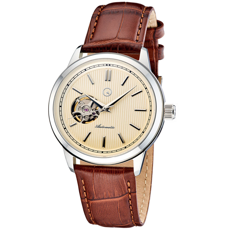 Islander Automatic Open-Heart Watch with Pinstripe Dial, AR Sapphire Crystal #ISL-97