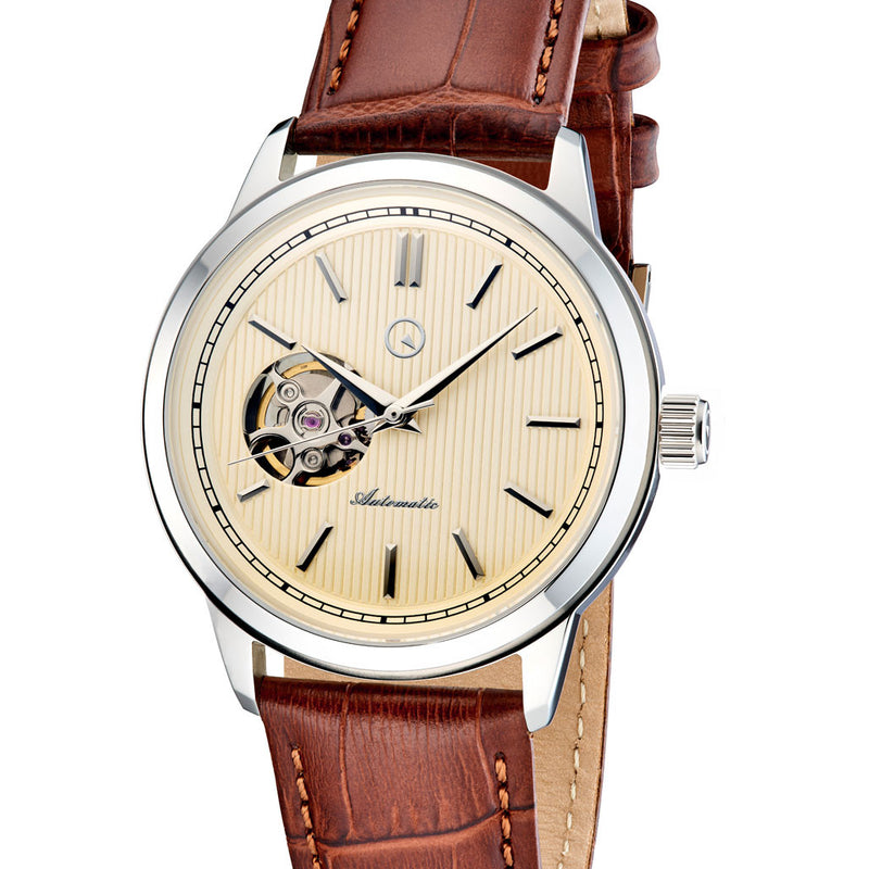 Islander Automatic Open-Heart Watch with Pinstripe Dial, AR Sapphire Crystal #ISL-97