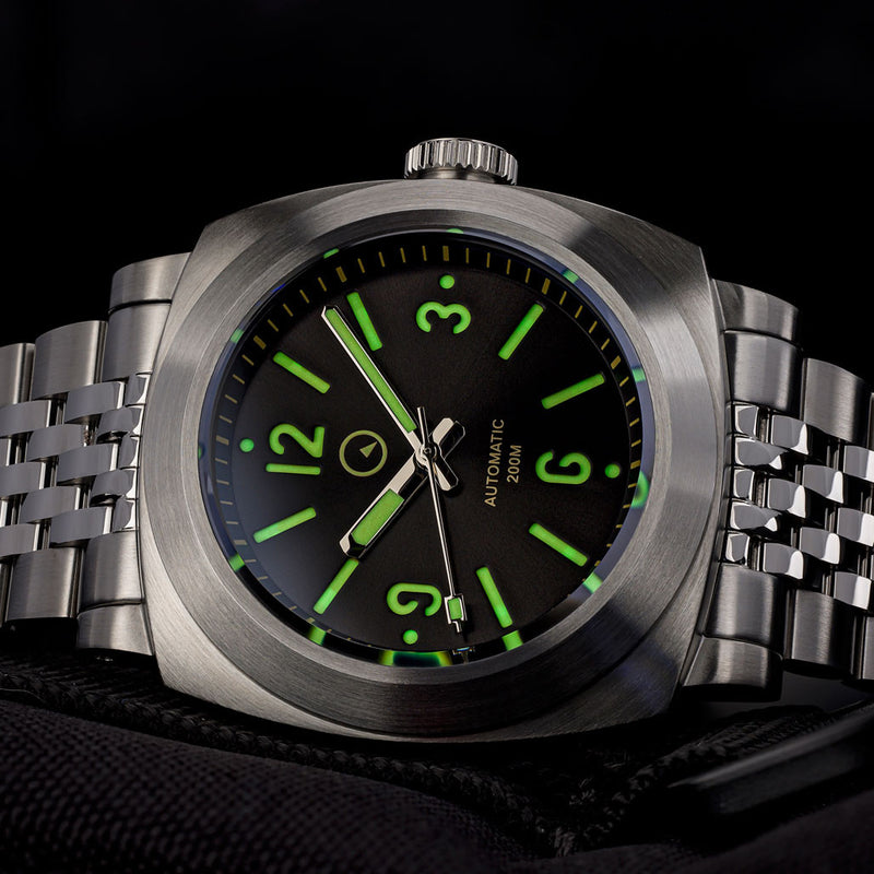 Islander Black Sandwich Dial Automatic Dive Watch with AR Sapphire Crystal, and Pilot Bezel #ISL-80