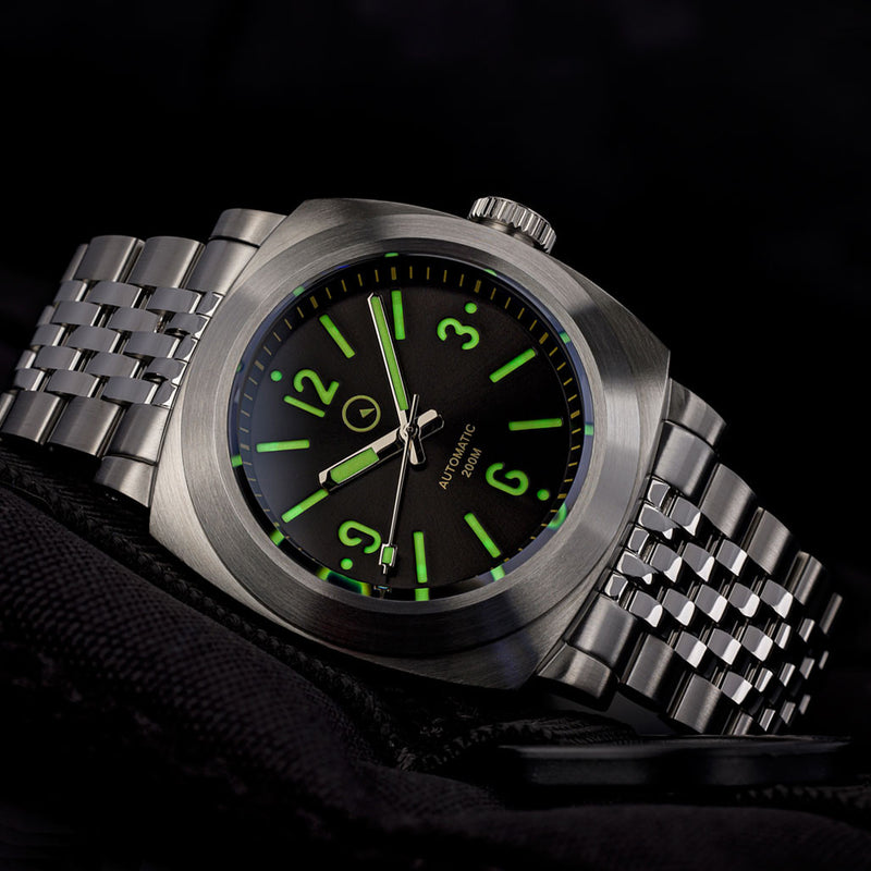 Islander Black Sandwich Dial Automatic Dive Watch with AR Sapphire Crystal, and Pilot Bezel #ISL-80
