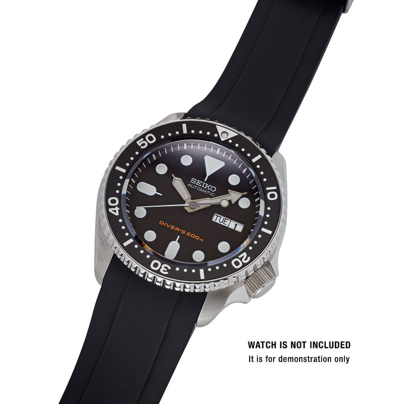 Islander 22mm Black Rubber Dive Strap for Seiko SKX007,009 and 43mm Islander Divers #BRAC-16