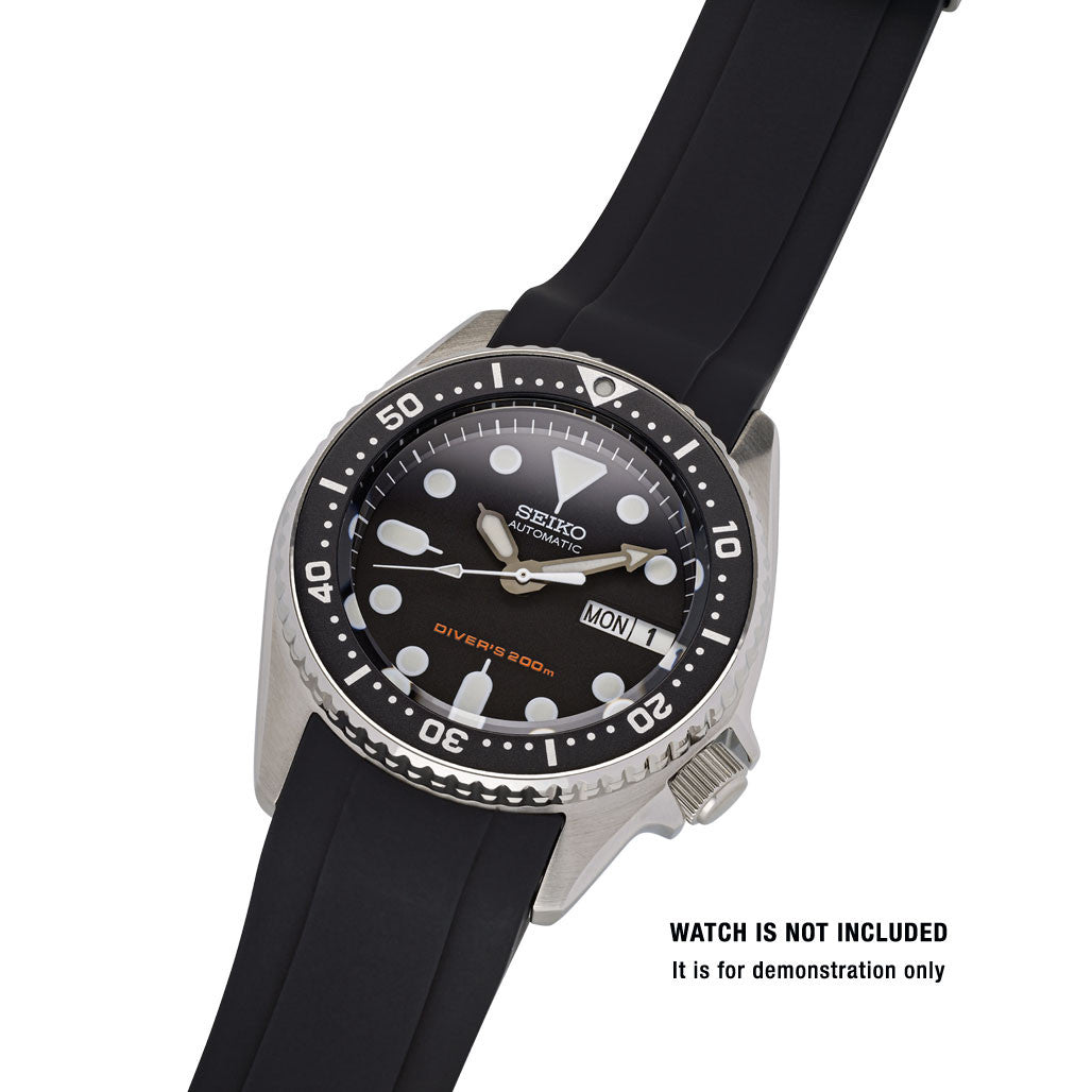 Islander 20mm Black Rubber Dive Strap for Seiko SKX013 Watches
