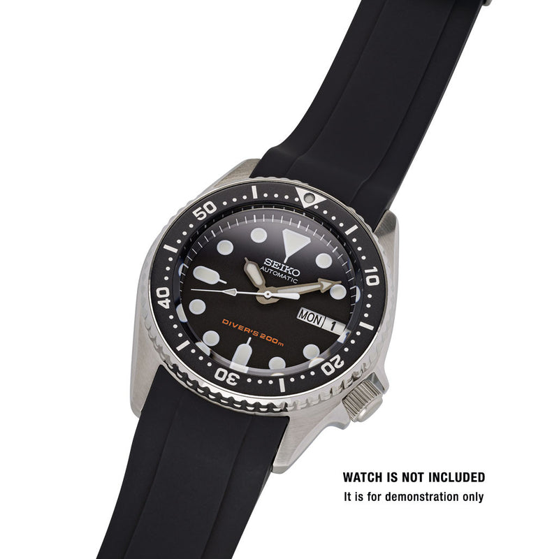Islander 20mm Black Rubber Dive Strap for Seiko SKX013 Watches #BRAC-18