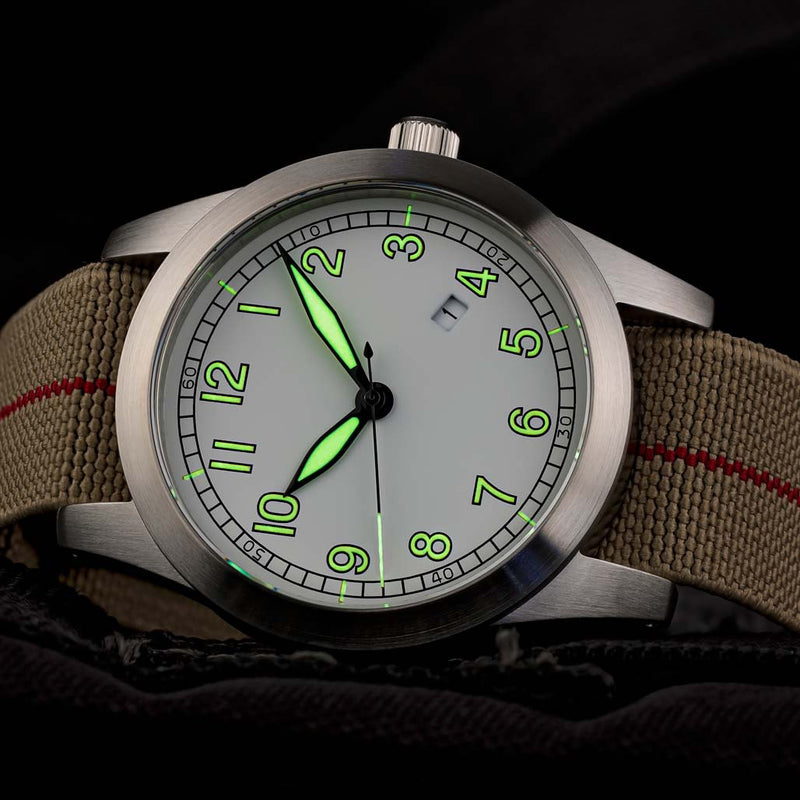 Islander USA Assembled Ameriquartz Field Watch with 40mm Stainless Steel Case and AR Sapphire Crystal #ISL-76