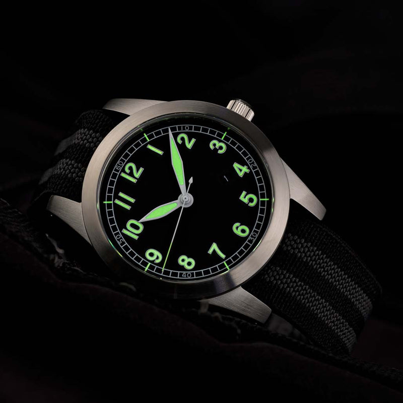 Islander USA Assembled Ameriquartz Field Watch with 40mm Stainless Steel Case and AR Sapphire Crystal #ISL-77