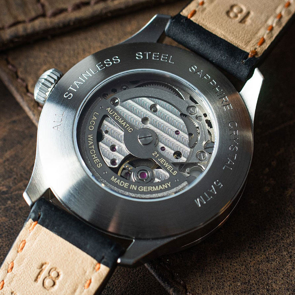 Laco 39mm Neapel Type A Dial Automatic Pilot Watch with Sapphire