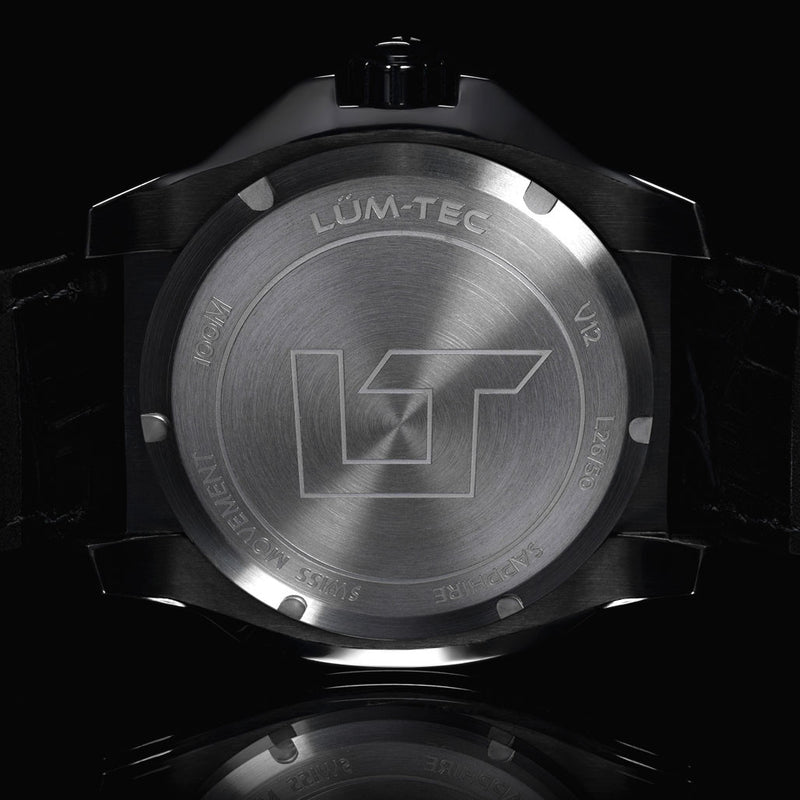 Lum-Tec 44mm Phantom Watch with Blue Dial, Big-Date, and Anti-Reflective Sapphire Crystal #V-12