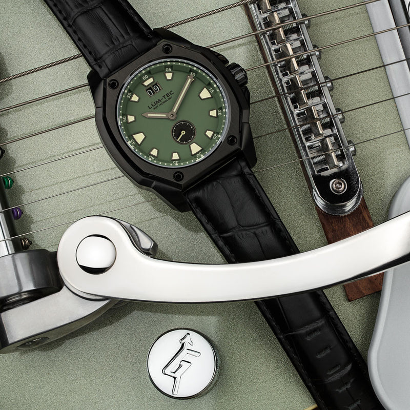 Lum-Tec 44mm Watch with Green Dial, Big-Date, and Anti-Reflective Sapphire Crystal #V-9