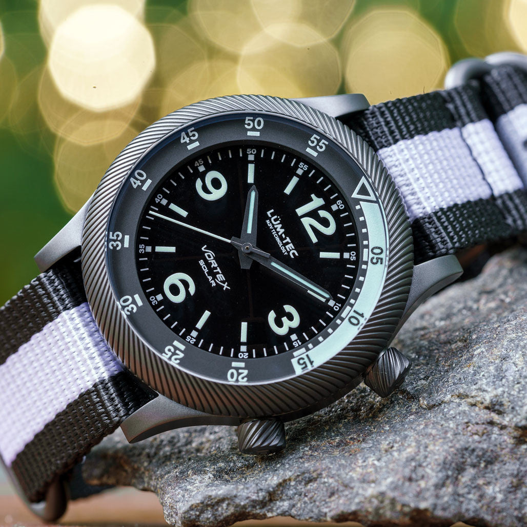 Lum-Tec 42mm Solar-Powered Military Watch with Curved DD Sapphire
