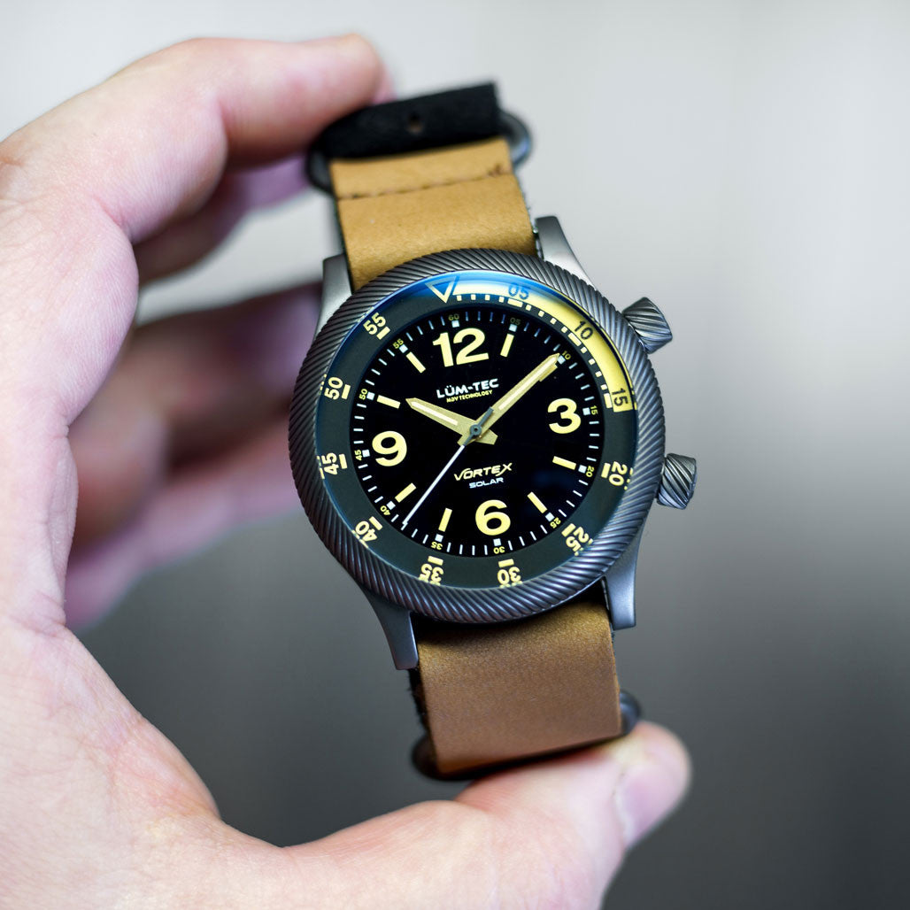 Lum-Tec 42mm Solar-Powered Military Watch with Curved DD Sapphire