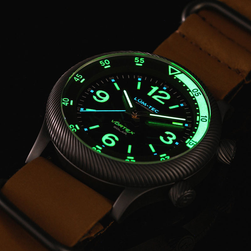 Lum-Tec 42mm Solar-Powered Military Watch with Curved DD Sapphire Crystal #Vortex-D4