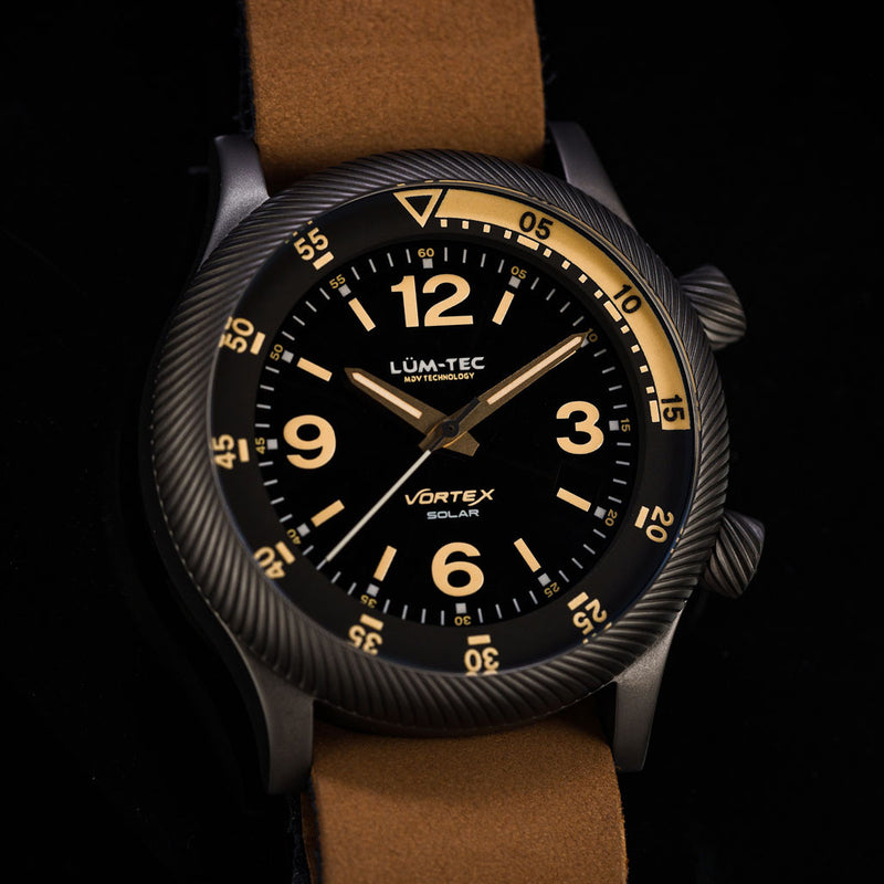 Lum-Tec 42mm Solar-Powered Military Watch with Curved DD Sapphire Crystal #Vortex-D4