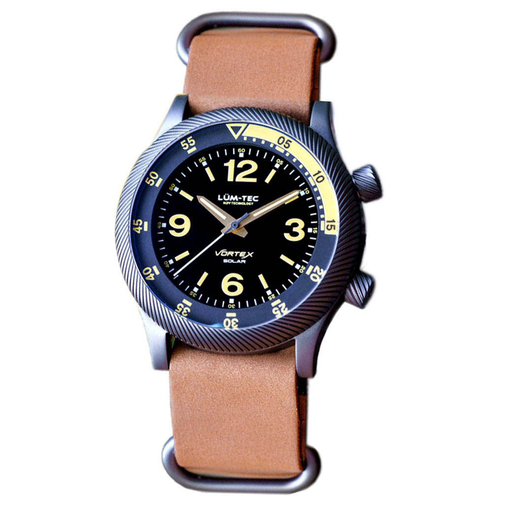 Lum-Tec 42mm Solar-Powered Military Watch with Curved DD Sapphire