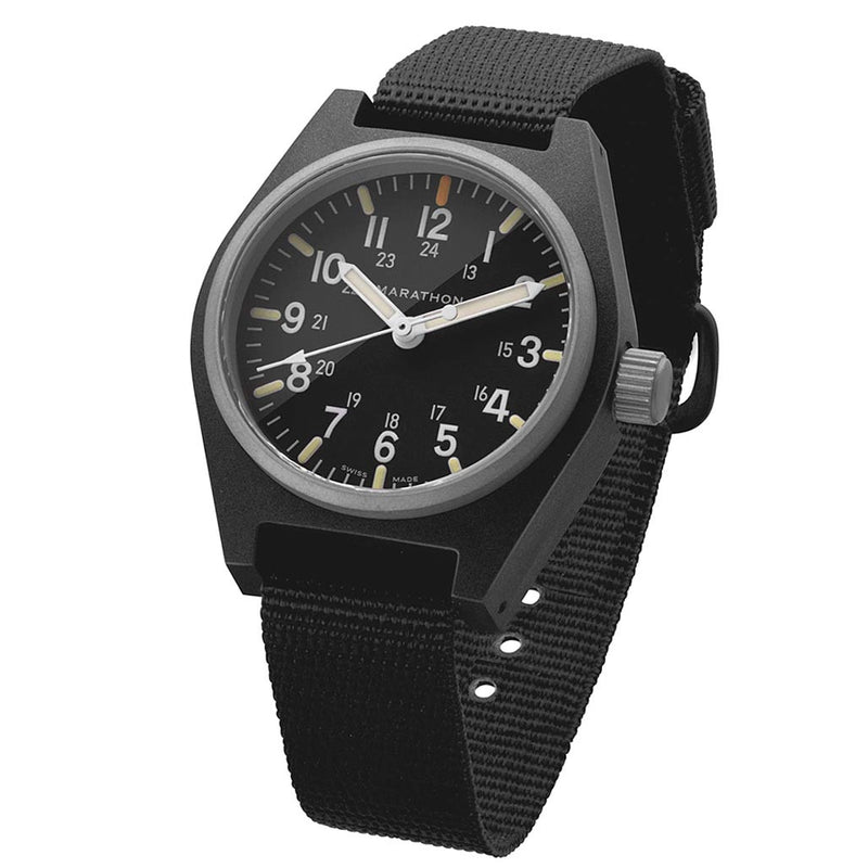 Marathon Swiss Made Quartz Military General Purpose Watch with MaraGlo Green Illumination #WW194009BK-NGM