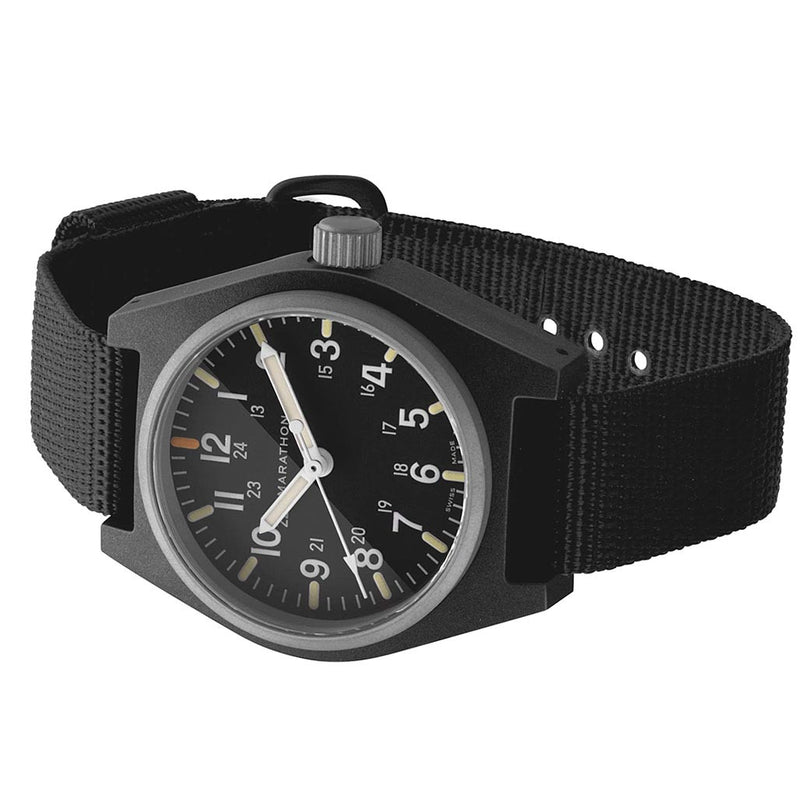 Marathon Swiss Made Quartz Military General Purpose Watch with MaraGlo Green Illumination #WW194009BK-NGM