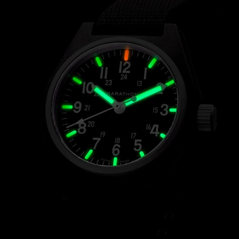 Marathon Swiss Made Quartz Military General Purpose Watch with MaraGlo Green Illumination #WW194009BK-NGM