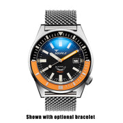 Squale Matic 600 meter Swiss Automatic Dive watch with Black Dial and Black-Orange Bezel #Matic-Black-OJ Optional Bracelet