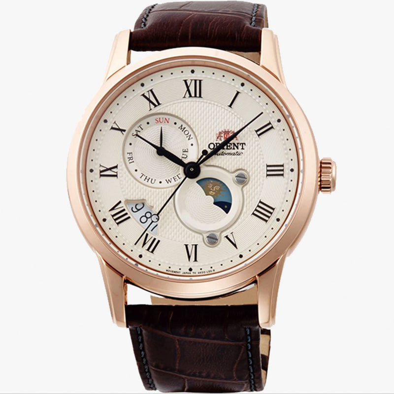 Orient Automatic Dress Watch with Champagne Dial and Leather Strap #AK0007S10B