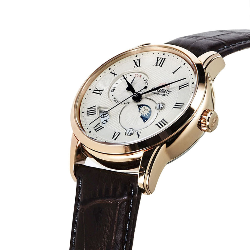 Orient Automatic Dress Watch with Champagne Dial and Leather Strap #AK0007S10B