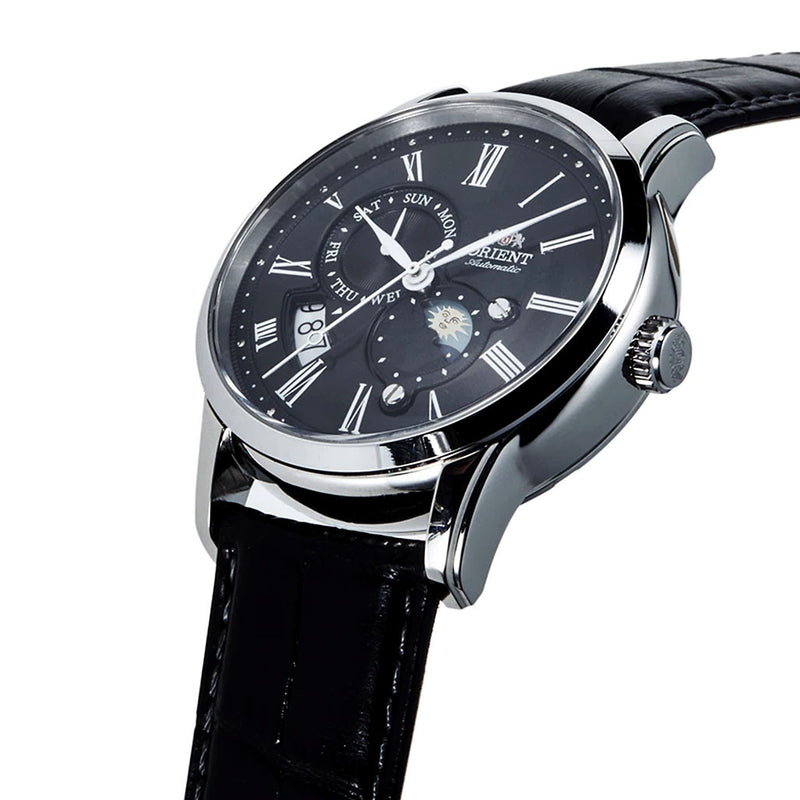 Orient Automatic Dress Watch with Black Dial and Leather Strap #AK0010B10B — Long Island Watch