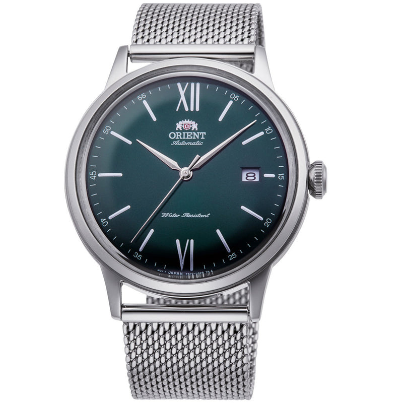 Orient Automatic Dress Watch with Green Dial and Mesh Bracelet #RA-AC0018E10B