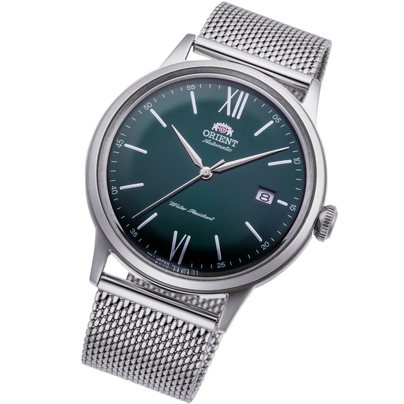 Orient Automatic Dress Watch with Green Dial and Mesh Bracelet #RA-AC0018E10B