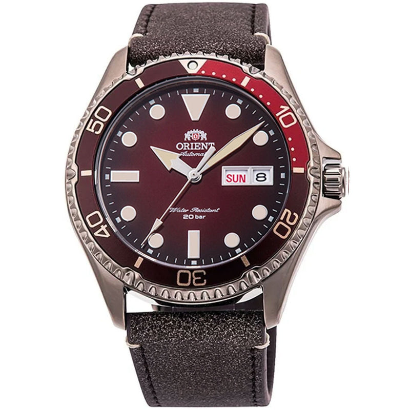 Orient Vintage-Inspired Automatic Dive Watch with a Maroon Gradient Dial #RA-AA0813R19B