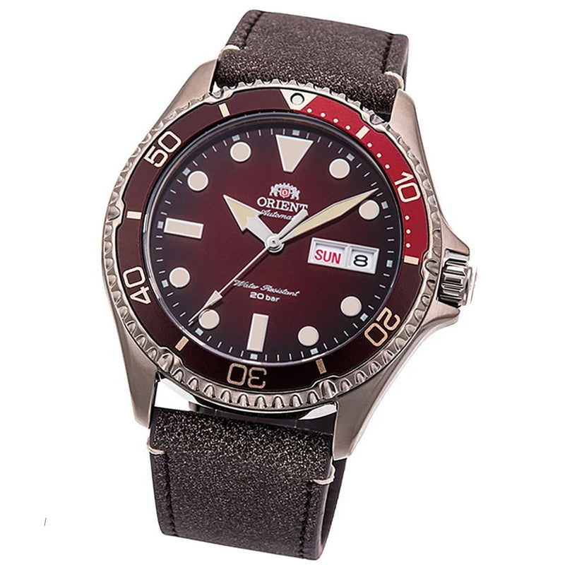 Orient Vintage-Inspired Automatic Dive Watch with a Maroon Gradient Dial #RA-AA0813R19B