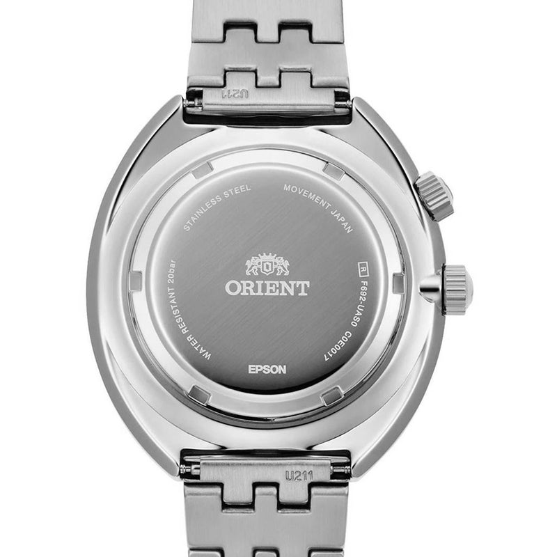 Orient Vintage-Inspired Automatic Dual-Time Watch with a Blue World Dial #RA-AA0E03L19B