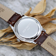 KUOE Old Smith 90-001 Quartz 35mm Dress Watch #OS90001-AGD-O-BK-SA