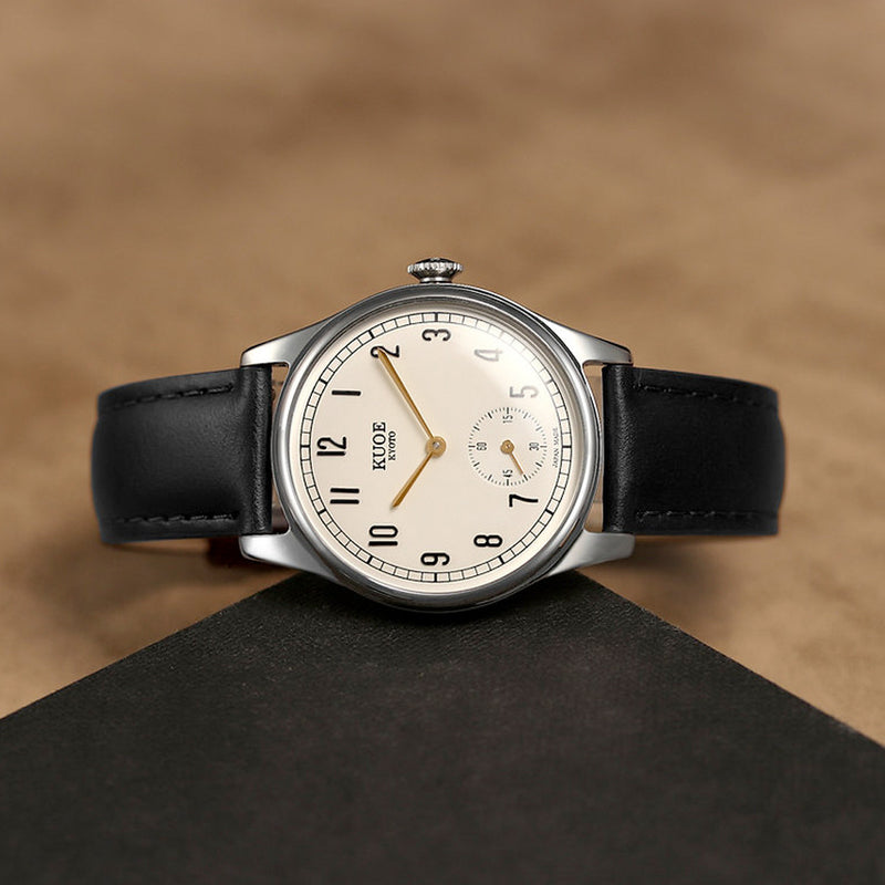 KUOE Old Smith 90-001 Quartz 35mm Dress Watch #OS90001-AGD-O-BK-SA