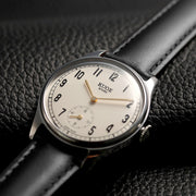 KUOE Old Smith 90-001 Quartz 35mm Dress Watch #OS90001-AGD-O-BK-SA