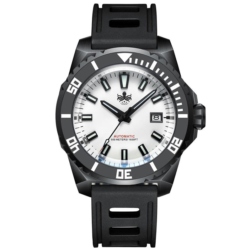 PHOIBOS Leviathan 500-Meter Automatic Dive Watch with Black DLC Case, AR Sapphire Crystal #PY032D