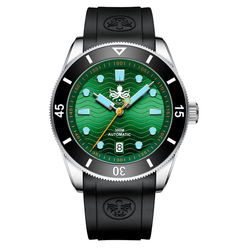 PHOIBOS Wave Master 300-Meter Automatic Dive Watch with Green Dial #PY010AR zoom