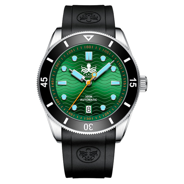 PHOIBOS Wave Master 300-Meter Automatic Dive Watch with Green Dial #PY010AR zoom