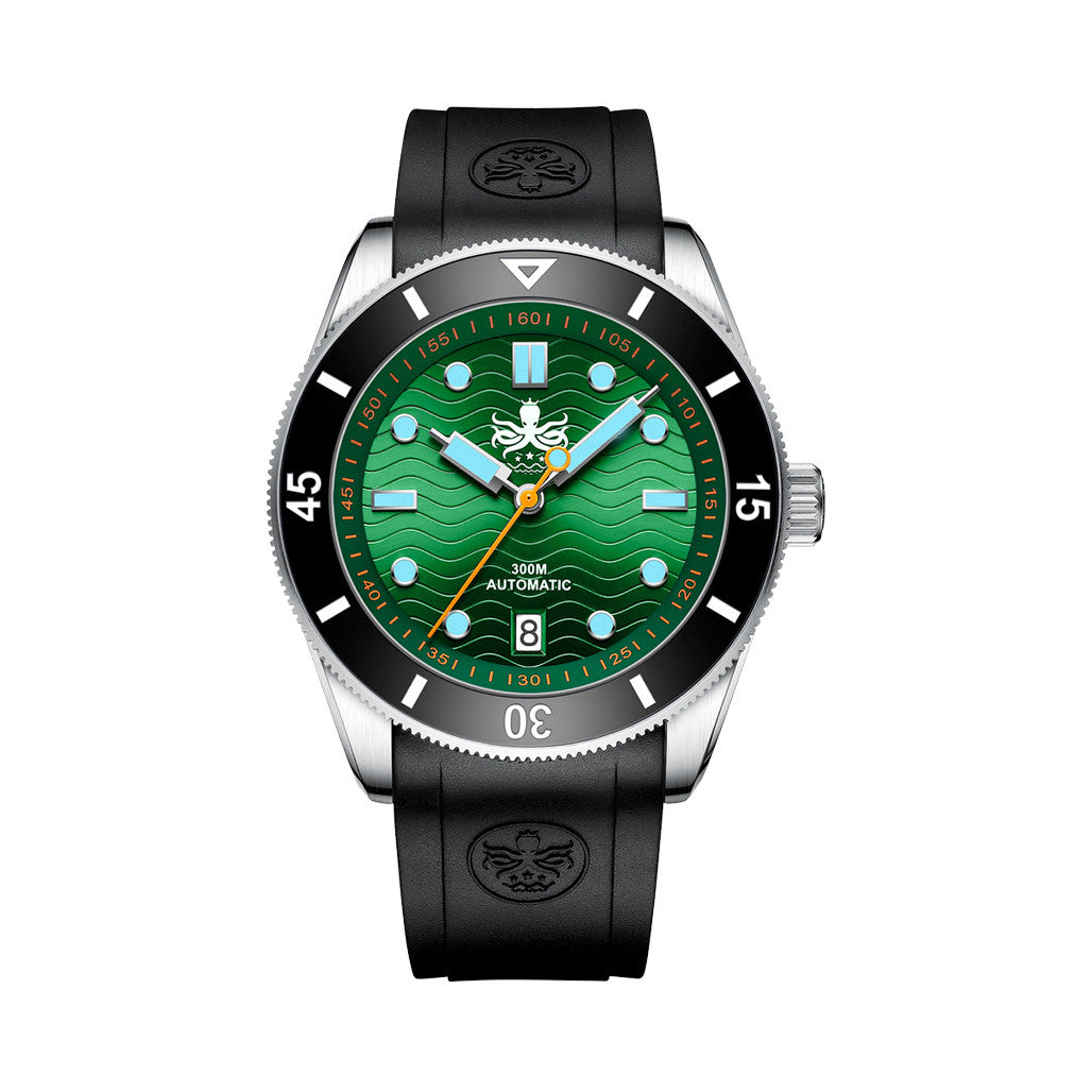 Phoibos 300 meter Wave Master Automatic Dive Watch with Green Dial