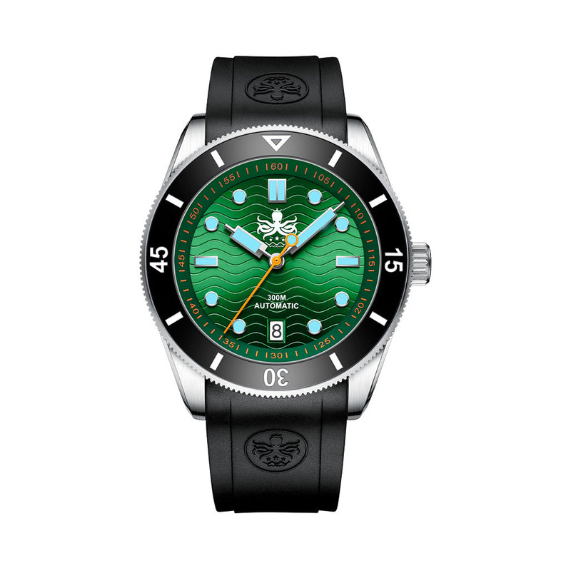 PHOIBOS Wave Master 300-Meter Automatic Dive Watch with Green Dial #PY010AR