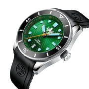 PHOIBOS Wave Master 300-Meter Automatic Dive Watch with Green Dial #PY010AR tilt