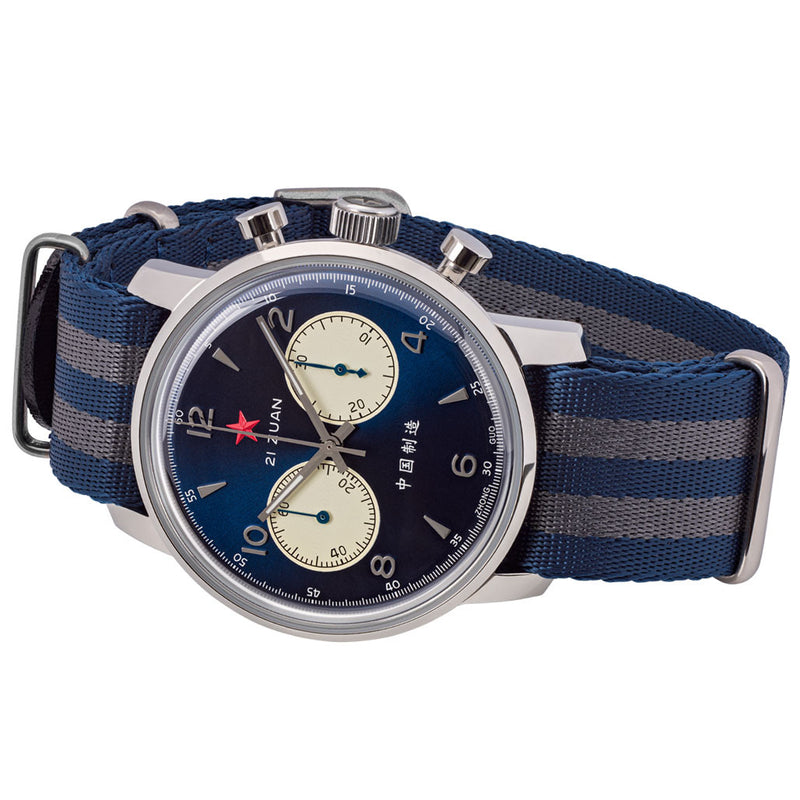 Seagull 1963 Hand Wind Mechanical Chronograph with Vibrant Blue Dial #6488-2901L