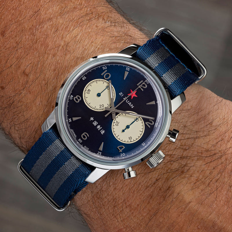 Seagull 1963 Hand Wind Mechanical Chronograph with Vibrant Blue Dial #6488-2901L