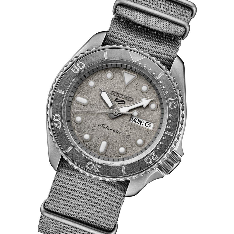 Seiko 5 Sports 24-Jewel Automatic Watch with Grey Distressed Dial and Stone Washed Case #SRPG61