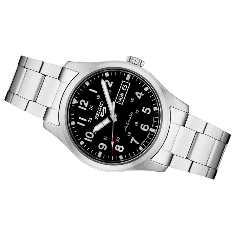 Seiko 5 Sports 24-Jewel Automatic Watch with Black Dial and SS Bracelet #SRPG27
